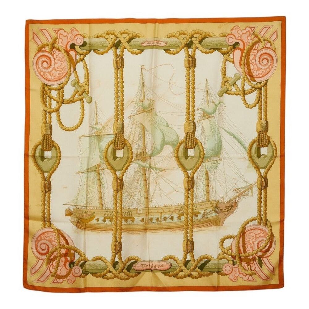 Hermes Silk Carre 90 Tribord Scarf Beige